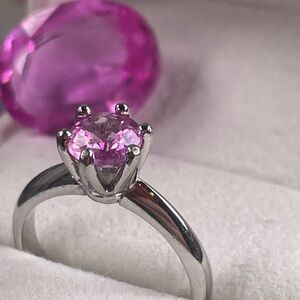 1CT Pink Sapphire solitaire Silverr 925 ring